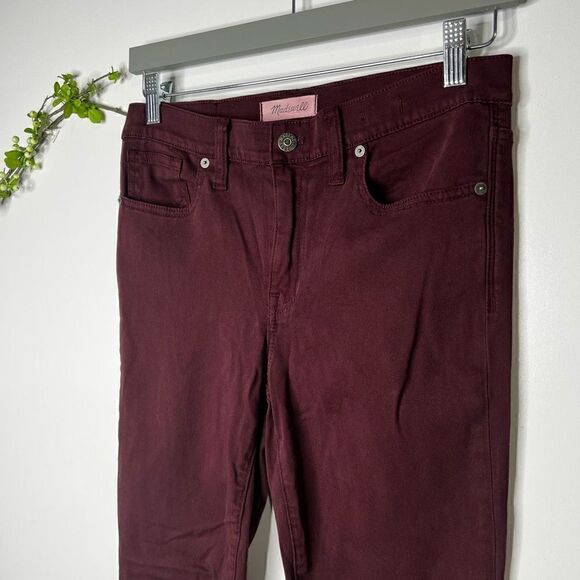 Madewell 9” High Riser Skinny Skinny Burgundy Pants - Picture 1 of 9